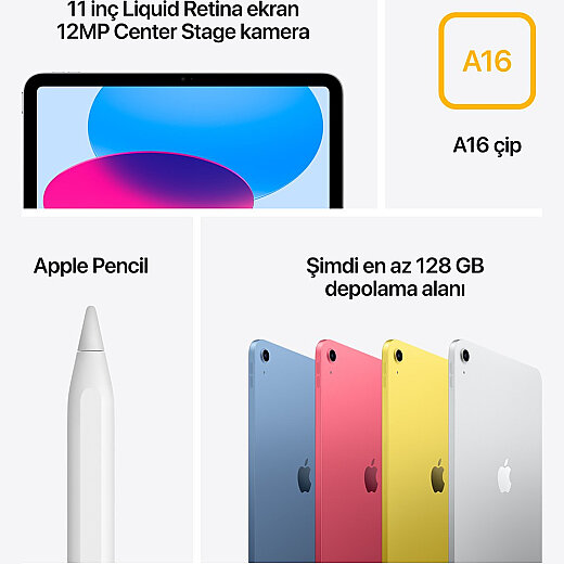 Apple iPad A16 11'' 128GB Wi-Fi Tablet Gümüş MD3Y4TU/A - 2