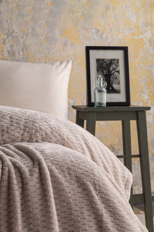 Apricitas Çift Kişilik Jakar Desen Battaniye Trusty Ekru 200X220 968366 - 1