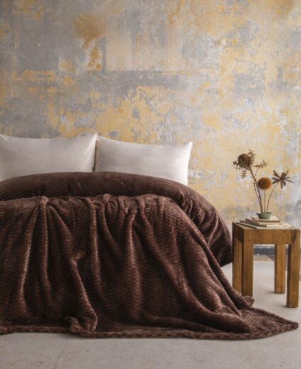 Apricitas Çift Kişilik Jakar Desen Battaniye Trusty Kahve 200X220 - Apricitas