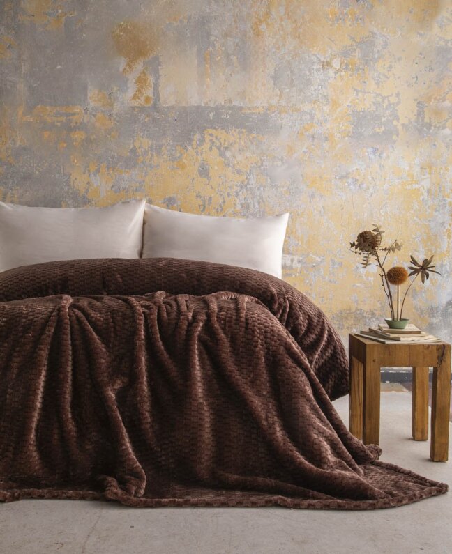 Apricitas Çift Kişilik Jakar Desen Battaniye Trusty Kahve 200X220 - 1