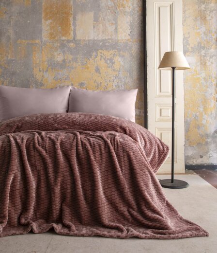Apricitas Çift Kişilik Jakar Desen Battaniye Trusty Pembe 200X220 - Apricitas