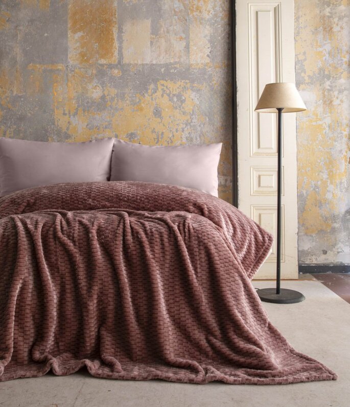 Apricitas Çift Kişilik Jakar Desen Battaniye Trusty Pembe 200X220 - 1