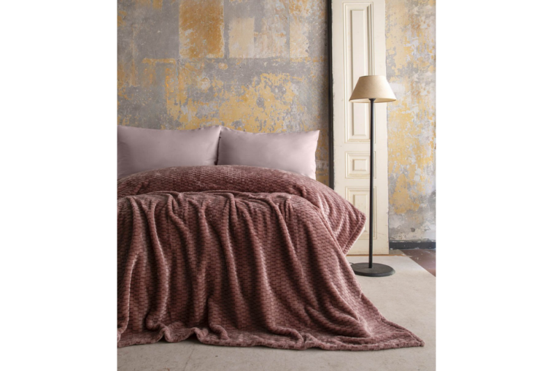 Apricitas Çift Kişilik Jakar Desen Battaniye Trusty Pembe 200X220 - 1