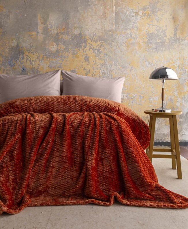 Apricitas Çift Kişilik Jakar Desen Battaniye Trusty Terakota 200X220 968410 - 1