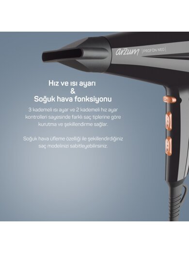 Arzum Profön Neo Profosyonel Saç Kurutma Makinesi Siyah AR5047 - Thumbnail