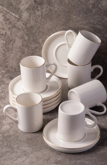 First Class Bone White Kahve Fincan Takımı Çubuk 020 - 1