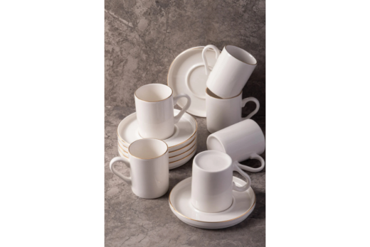 First Class Bone White Kahve Fincan Takımı Çubuk 020 - First Class