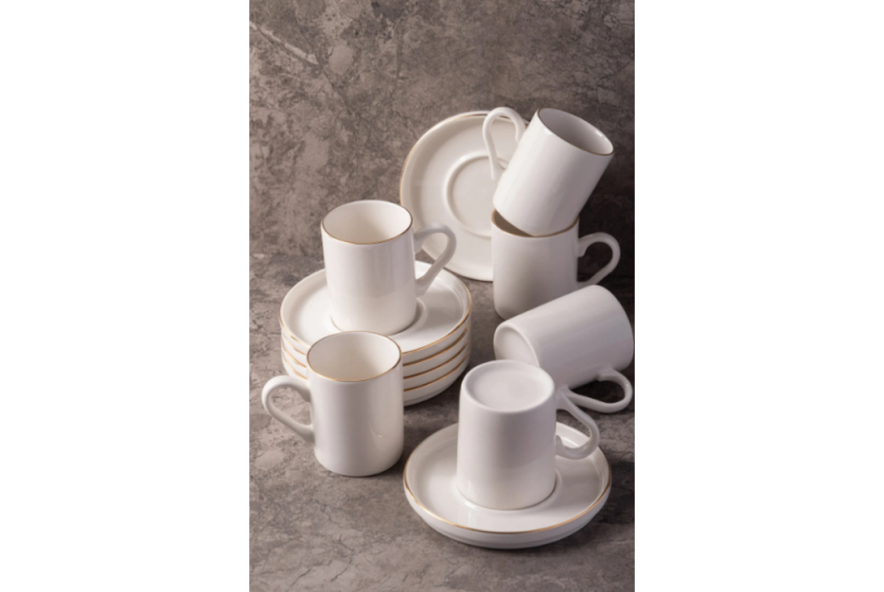 First Class Bone White Kahve Fincan Takımı Çubuk 020 - 1