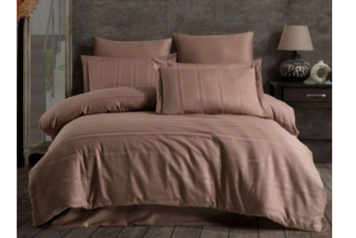 Hobby Çift Nevresimli Saten Nevresim Takımı Strippe S.Kahve - Hobby