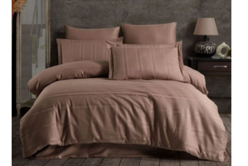 Hobby Çift Nevresimli Saten Nevresim Takımı Strippe S.Kahve - 1