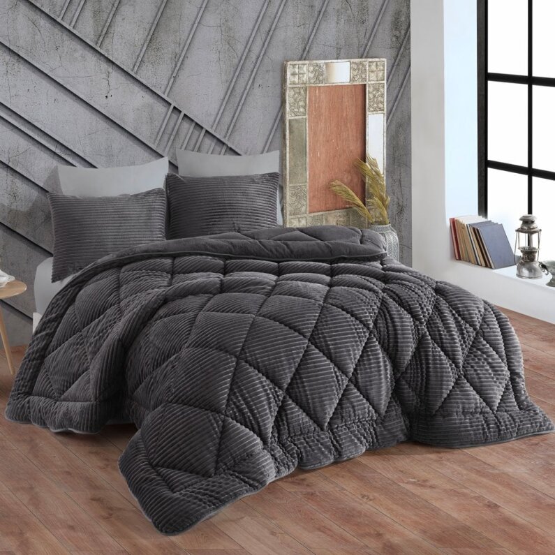 Hobby Premium Soft 180X220 Yorgan Seti Antrasit T.K. - 2