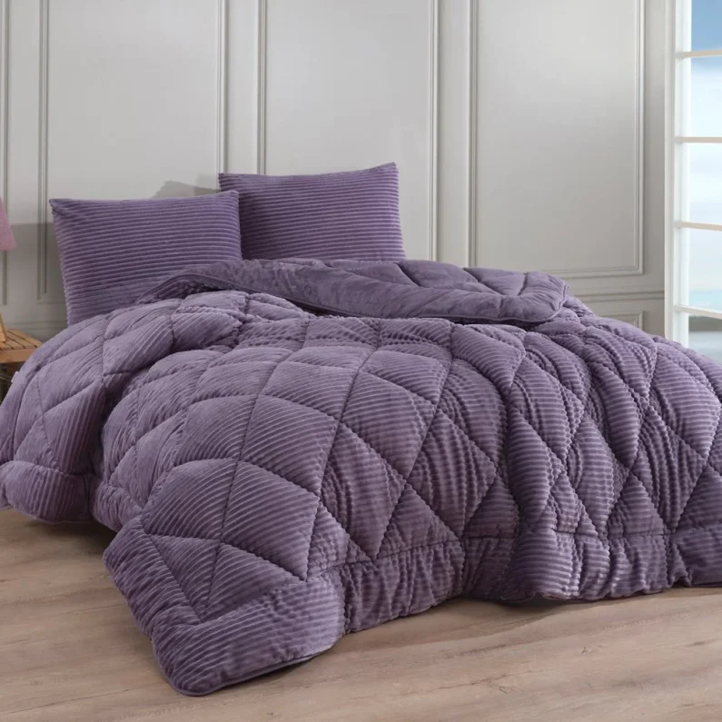 Hobby Premium Soft 180X220 Yorgan Seti Kül Moru T.K. - 1