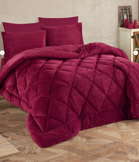 Hobby Premium Soft 240X220 Yorgan Seti Bordo Ç.K. - 2