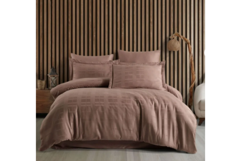 Hobby Saten Ekose Nevresim Takımı Ç.K. S.Kahve - 1