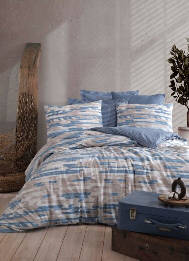 Kobyen Barry Nevresim Takımı İndigo Ç.K. - Kobyen