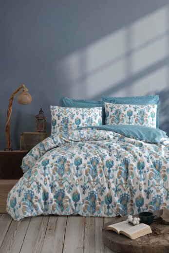 Kobyen Edna Nevresim Takımı İndigo Ç.K. - Kobyen