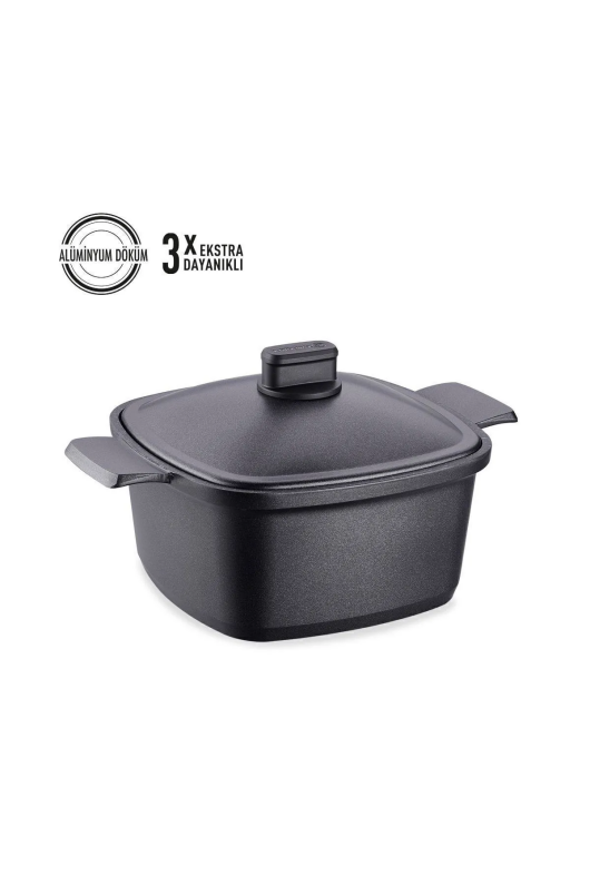 Korkmaz A2582 Casterra Kare Döküm Tencere 24X24X11,5