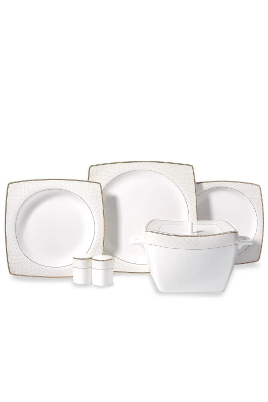 Korkmaz A8466 Bone Sel. 60 P Yemek Takımı (Kare) - 1