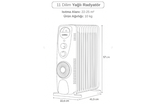 Luxell LUX11-FP-WG Yağlı Radyatör - 2