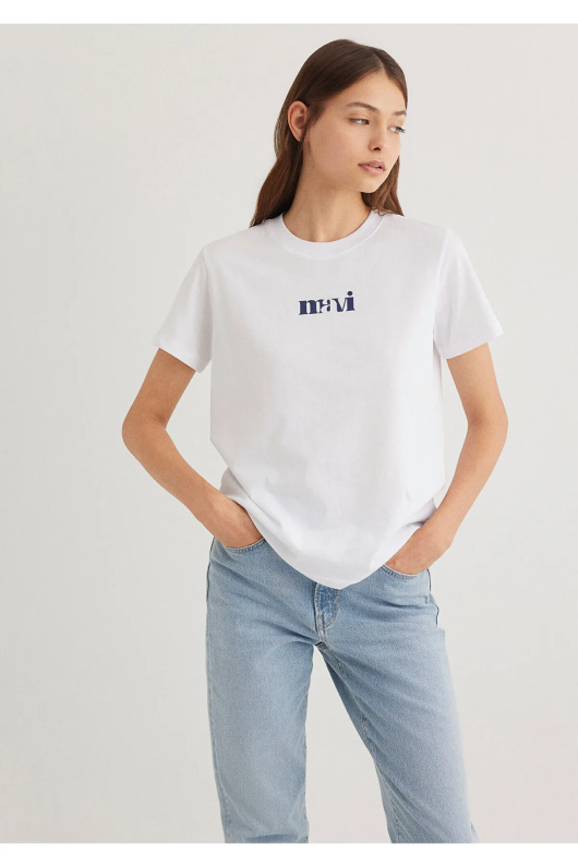 Mavi 1612242-620 Bayan Bisiklet Yaka Logo Tişört