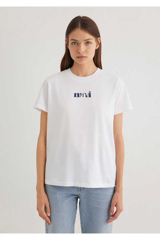 Mavi 1612242-620 Bayan Bisiklet Yaka Logo Tişört