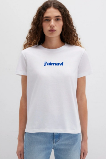 Mavi 1612242-620 Bayan Bisiklet Yaka Logo Tişört - Mavi