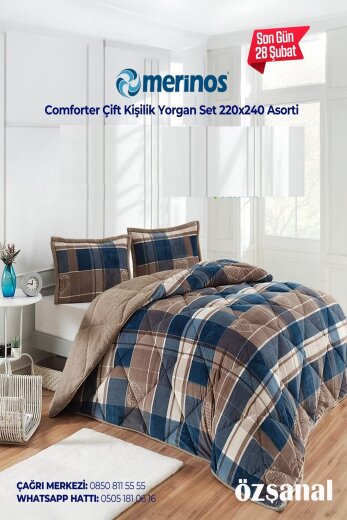 - Merinos Comforter Çift Kişilik Yorgan Set 220*240 Asorti  - Merinos Comforter Çift Kişilik Yorgan Set 220*240 Asorti
