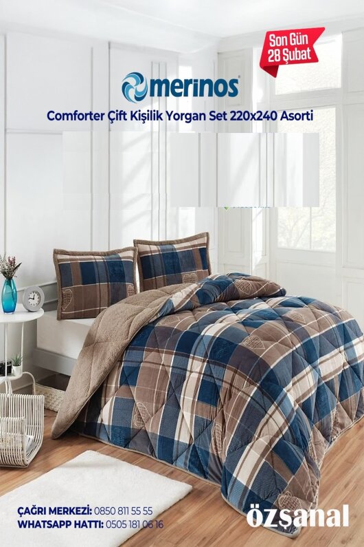 Merinos Comforter Çift Kişilik Yorgan Set 220*240 Asorti