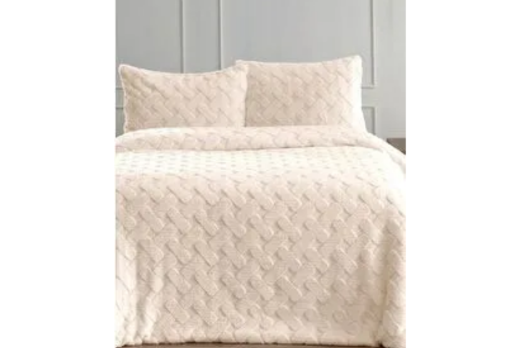 Merinos Diamond 3 Parça Pietra Kürk Comforter Set 1060 Krem - 2