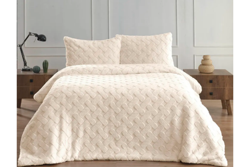 Merinos Diamond 3 Parça Pietra Kürk Comforter Set 1060 Krem - 1