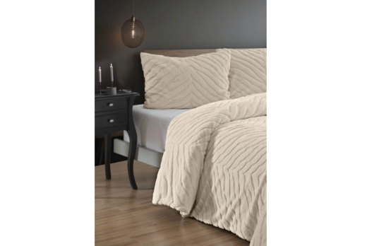 Merinos Diamond 3 Parça Zebra Kürk Comforter Set 1063 Bej - Merinos