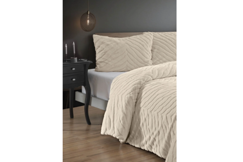 Merinos Diamond 3 Parça Zebra Kürk Comforter Set 1063 Bej - 1