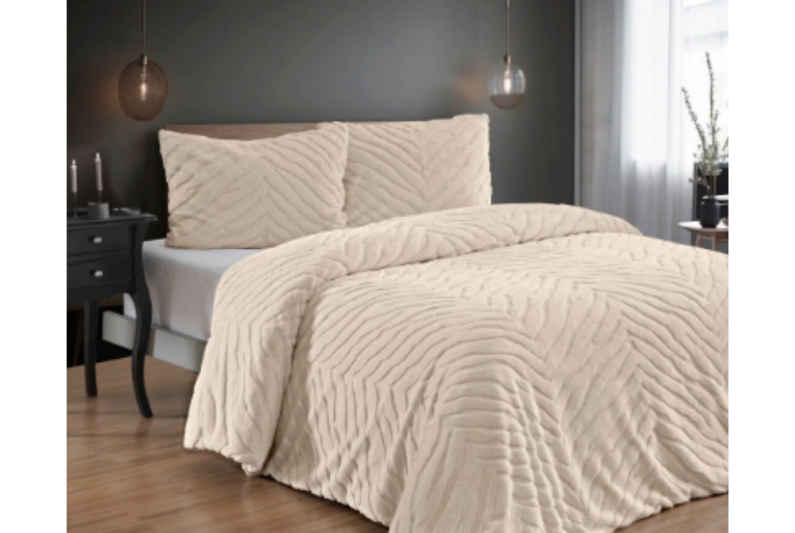 Merinos Diamond 3 Parça Zebra Kürk Comforter Set 1063 Bej - 2
