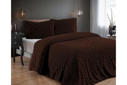 Merinos Diamond 3 Parça Zebra Kürk Comforter Set 9064 Kahve - Merinos