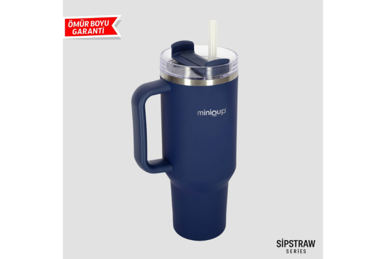 MiniQup Q3 SipStraw 900ml Pipetli Termos Lacivert - 1