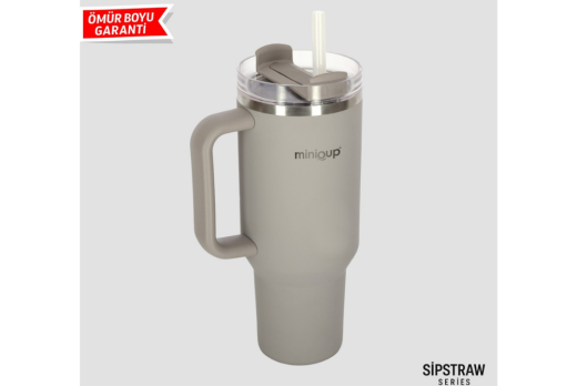 MiniQup Q3 SipStraw 900ml Pipetli Termos Mat Gri - MiniQup