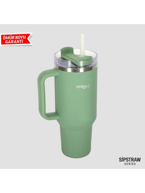 MiniQup Q3 SipStraw 900ml Pipetli Termos Yeşil - 2