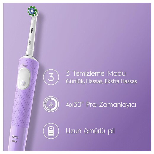 Oral-B Vitality Pro Lila Protect X Clean Şarjlı Diş Fırçası - 3