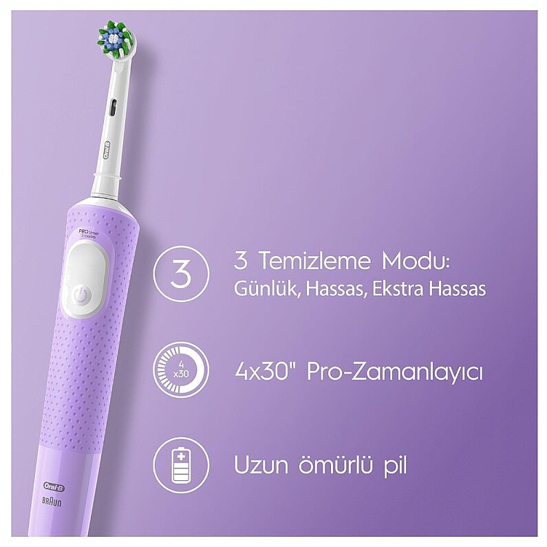 Oral-B Vitality Pro Lila Protect X Clean Şarjlı Diş Fırçası - 3