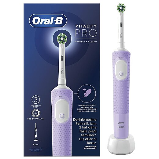 Oral-B Vitality Pro Lila Protect X Clean Şarjlı Diş Fırçası
