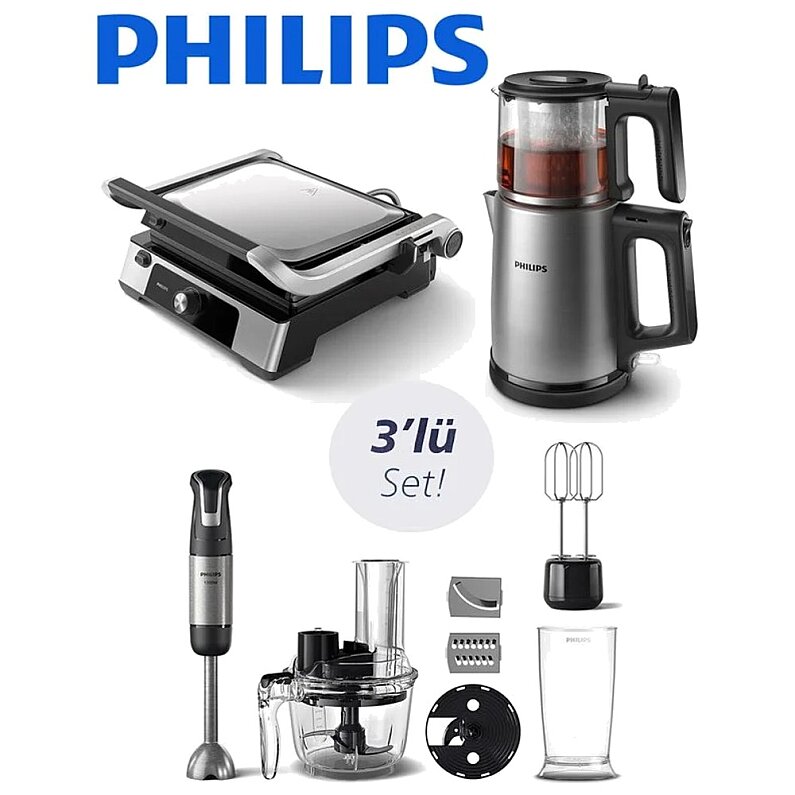 Philips BXA0029/00 HD7350/00,HR2695/01 El Blender,HD6301/90 Kontakt Tost Makinesi Bundle Set - 1
