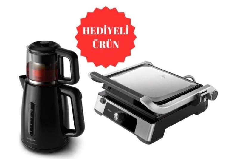 Philips BXA0057/00 HD6301 Izgara ve Tost Makinesi + HD7301 Çay Makinesi Set - 1