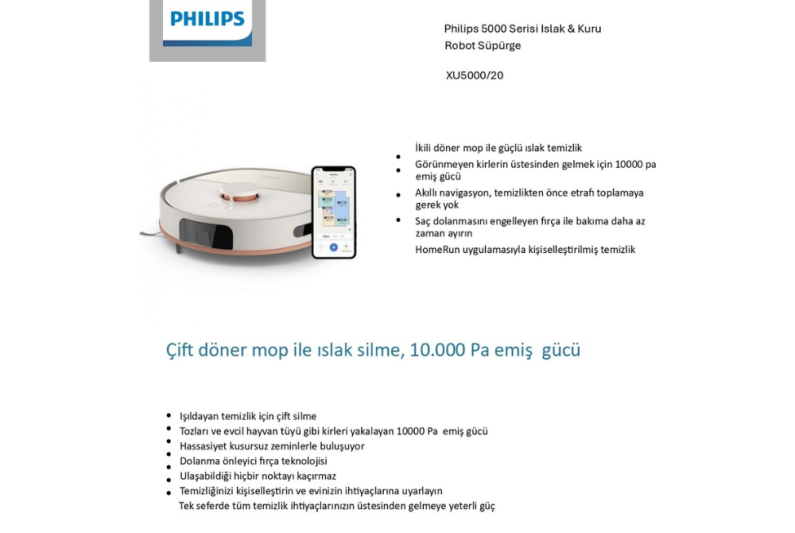 Philips XU5000/20 HomeRun5000 Akıllı Robot Süpürge - 5