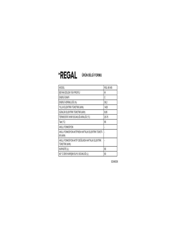 Regal 20265145 RGL 65 MS Termosifon 65 Litre - 2