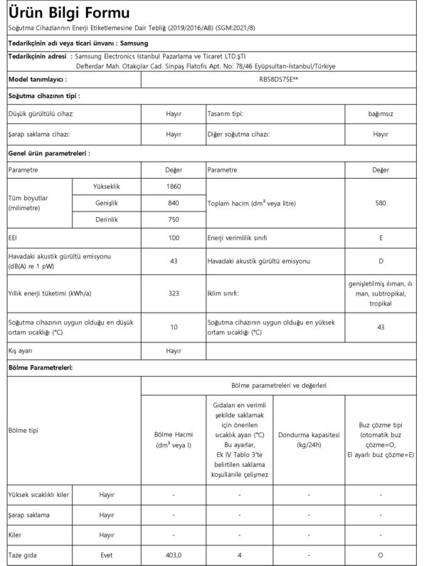 Samsung No Frost Buzdolabı (RB58DS75EWW/TR ) + 4 Programlı Bulaşık Makinesi (DW60DG540FWQTR ) Beyaz Eşya Set - 6