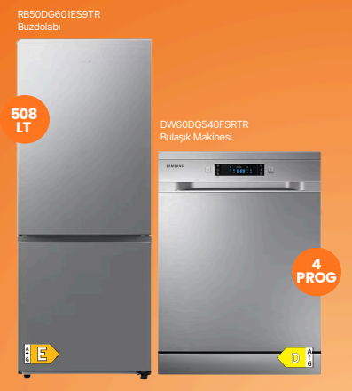 Samsung Kombi No Frost Inox Buzdolabı ( RB50DG601ES9TR) + 4 Programlı Bulaşık Makinesi ( DW60DG540FSRTR ) Beyaz eşya Set - 1