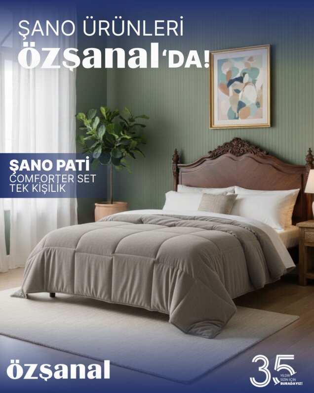 Şano Pati Comforter Kadife Set 155x215 Gri - 1