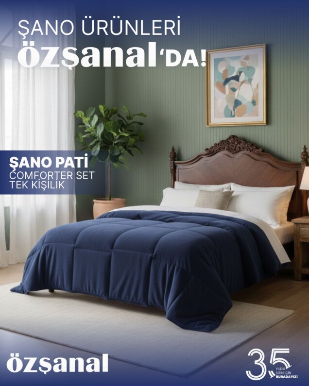 Şano Pati Comforter Kadife Set 155x215 Mavi - 1
