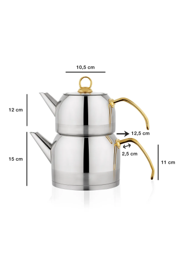 Schafer Ada Metal Çaydanlık Takımı 4 Prç. Büyük Boy Gold - 2