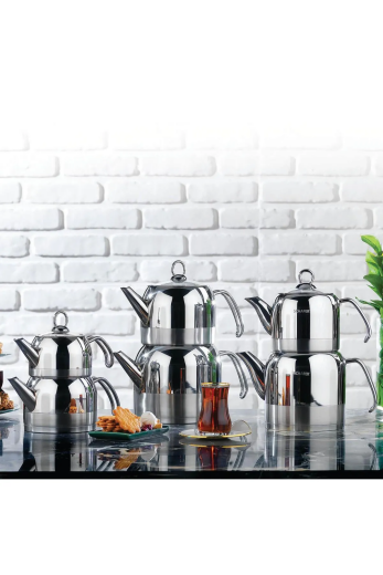 Schafer Ada Metal Çaydanlık Takımı 4 Prç. Orta Boy Inox05 - Schafer